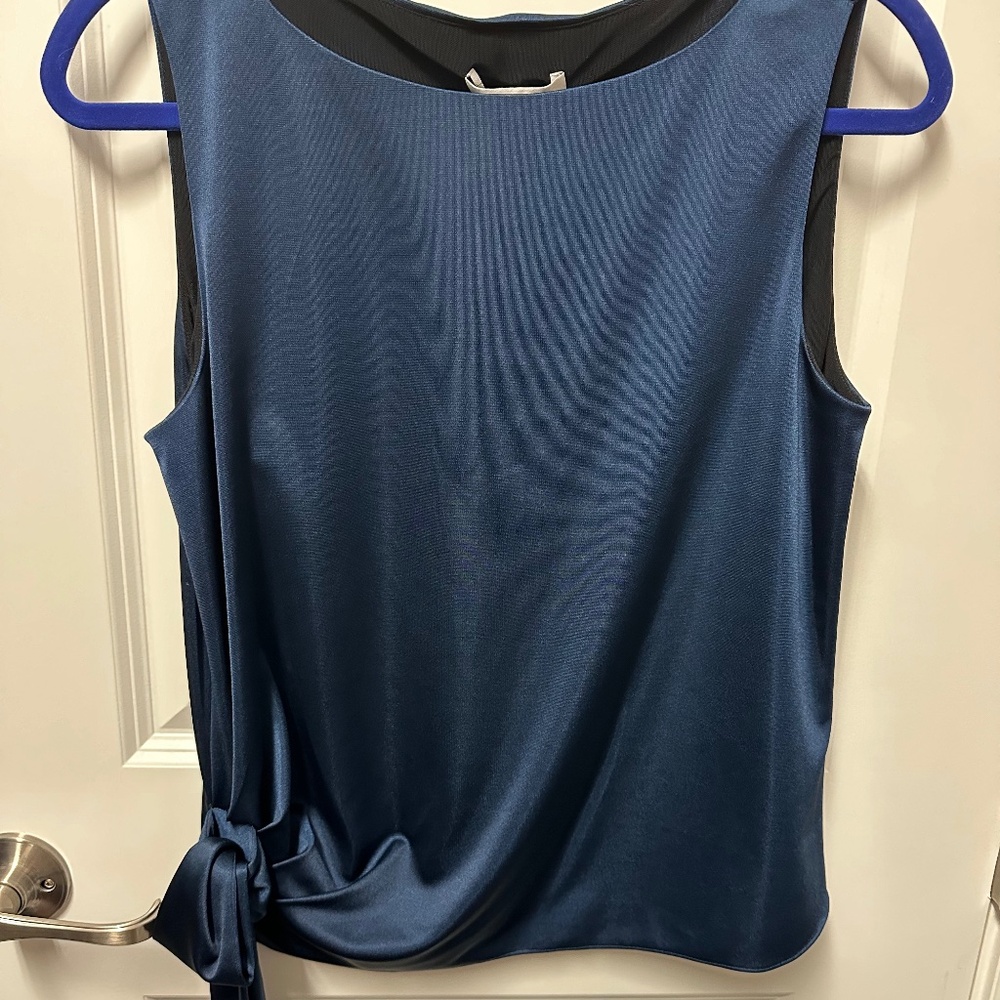 NWT Milly Navy Satin Like Blouse Top Size Small S New With Tags Never Worn